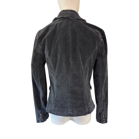 Free People Black Corduroy Blazer Metal Buttons Fitted Jacket Sz 6 - Picture 3 of 8